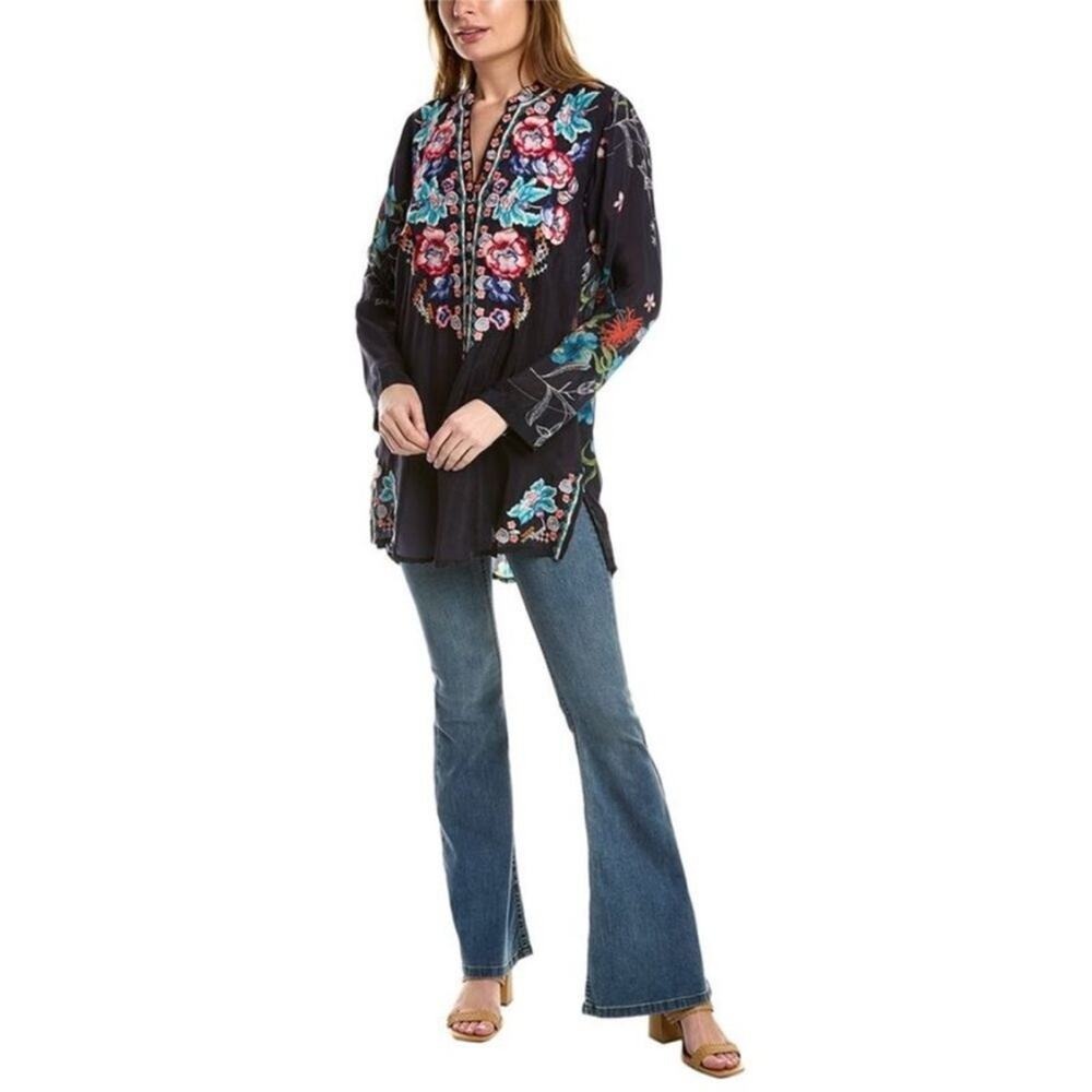 Johnny Was Elsarose Floral Embroidered Tunic Top Shirt DressM